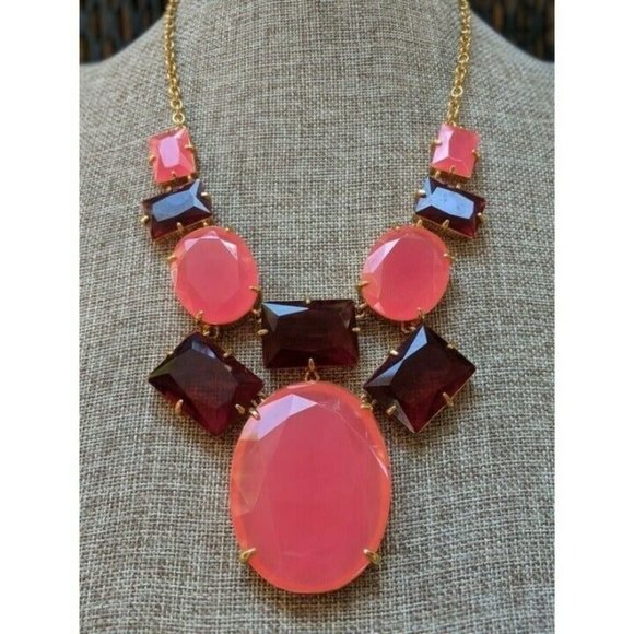 Kate Spade Neon Pink Purple Statement Bib Necklace